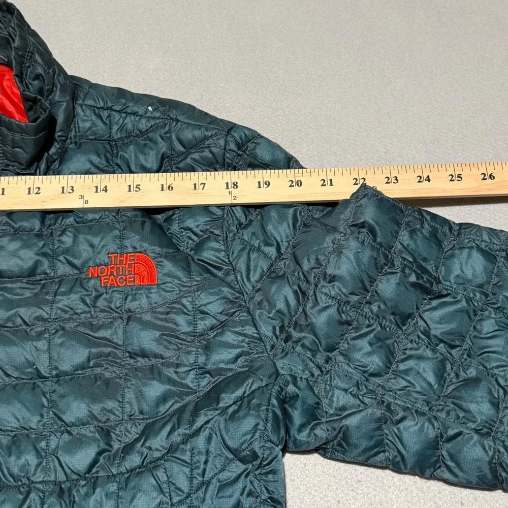 The North Face Mens Thermoball Full Zip Puffer Jacket Teal Green Orange Small